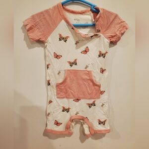Kyte BABY 6-12 Month Pink and White Butterfly Romper